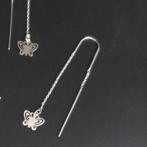 Silver Butterfly Threader Earrings