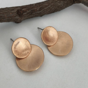 Brushed Gold Disc Drop Earrings