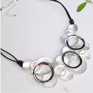 Silver Ring Cluster Necklace
