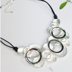 Silver Ring Cluster Necklace