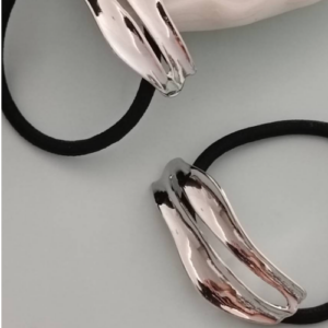 Silver Layered Oval Hair Tie