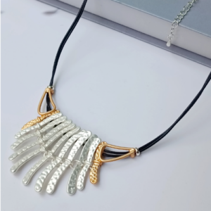 Gold Ivory Fringe Cord Necklace