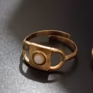 Gold White Shell Ring