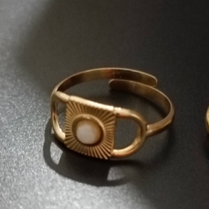 Golden White Shell Ring
