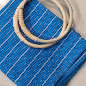 Blue Striped Cloth Handle Bag