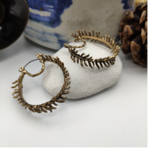 Gold Fern Hoop Earrings