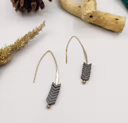 Black Chevron Threader Earrings