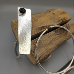 Silver Black Stone Wrap Bracelet