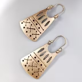 Gold Tribal Shield Earrings