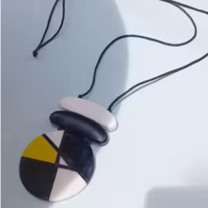 Black Geometric Wood Necklace
