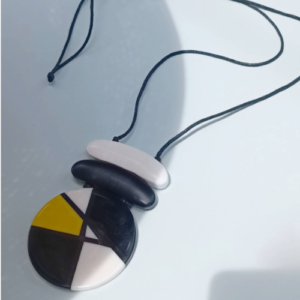 Black Geometric Wood Necklace