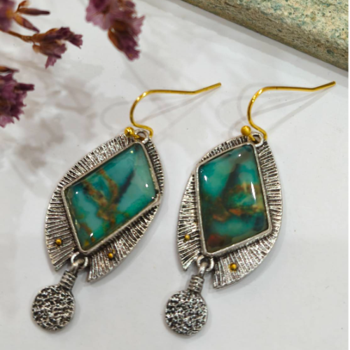 Turquoise Mosaic Kite Earrings