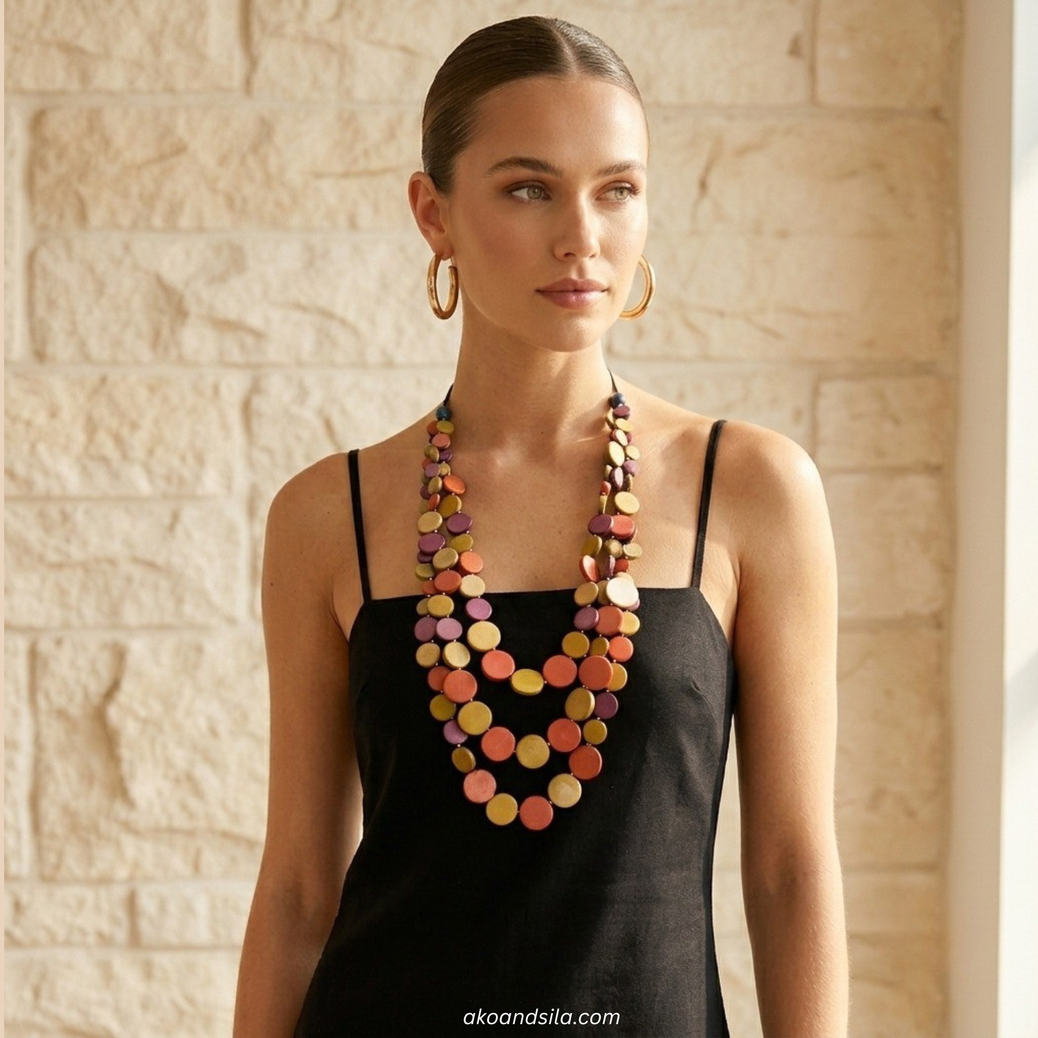 Pastel Disc Layer Necklace - Image 3