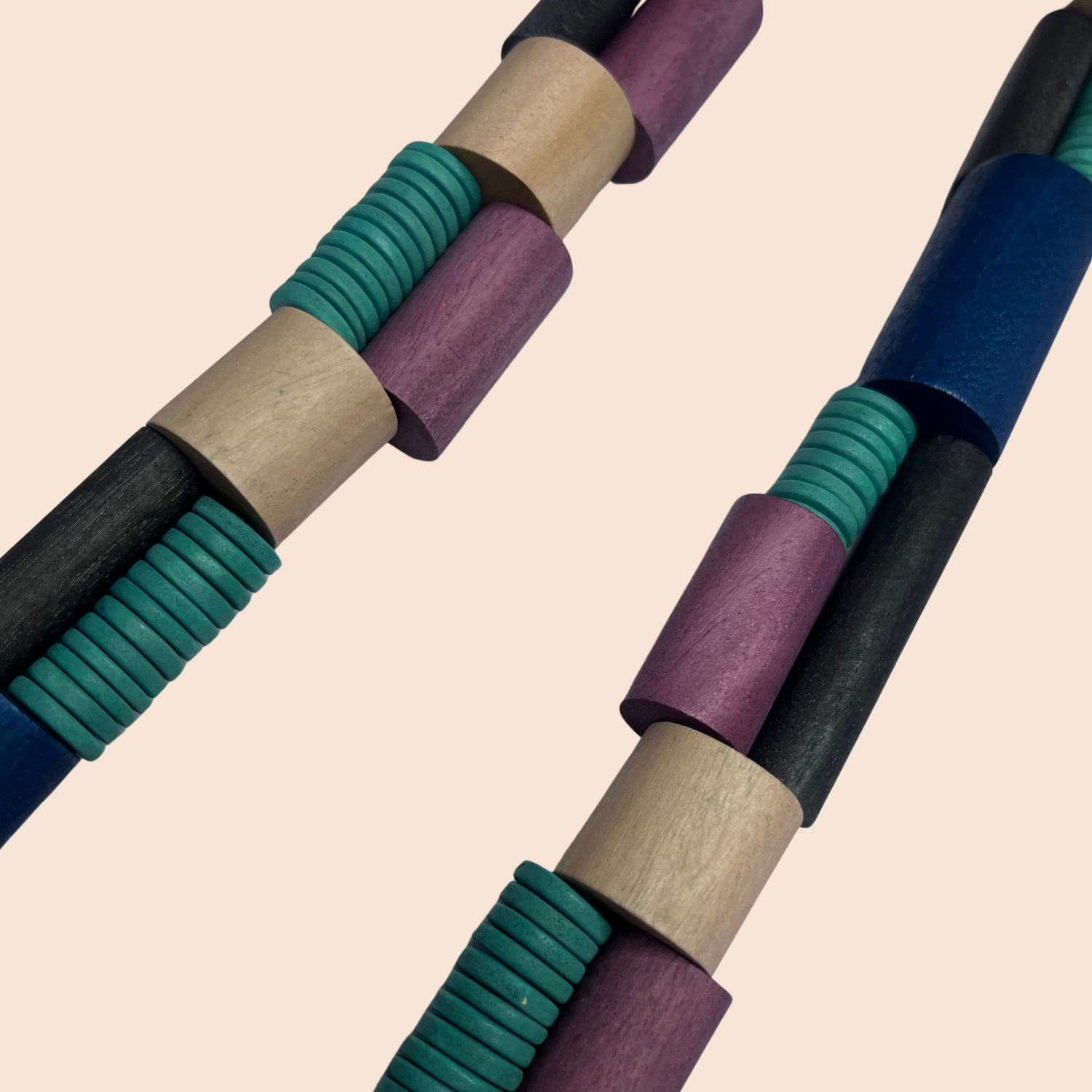 Aqua Pink Layered Wood Necklace - Image 5