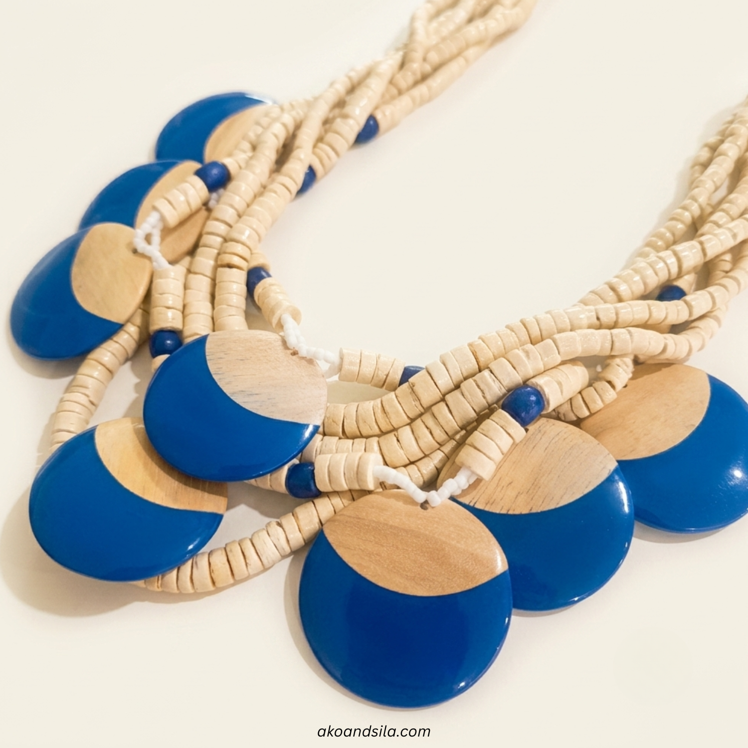 Blue Layered Disc Necklace - Image 3