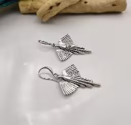 Silver Layered Fan Drop Earrings