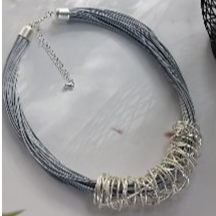Silver Scribble Collar Necklace