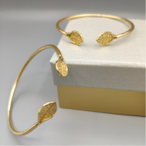 Golden Leaf Open Cuff Bracelet