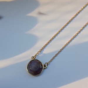 Purple Round Stone Necklace