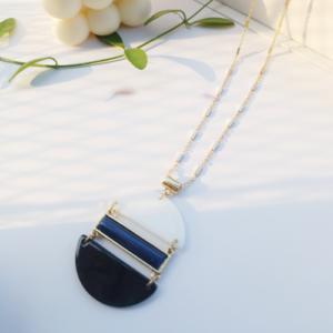 Black Half Moon Stone Necklace