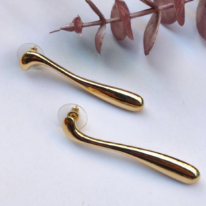 Gold Long Bar Drop Earrings