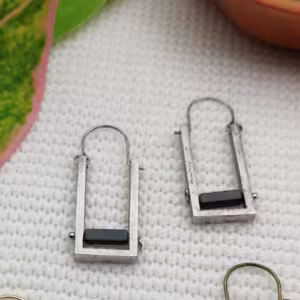 Silver Rectangle Frame Earrings