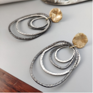 Mixed Metal Nested Oval Earrings