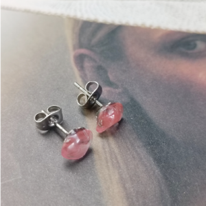 Pink Heart Stone Stud Earrings