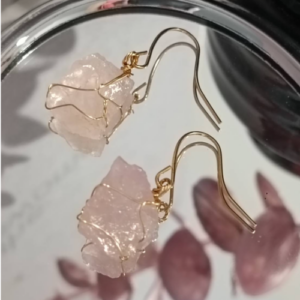 Pink Raw Stone Drop Earrings