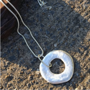 Silver Hammered Disc Necklace