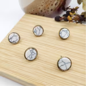 White Stone Stud Earrings
