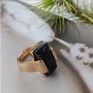Black Stone Shield Ring
