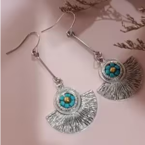 Beaded Hoop Medallion Earrings