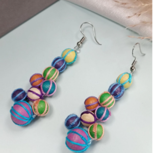 Multicolor Wrapped Ball Earrings