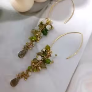 Green Cluster Drop Earrings