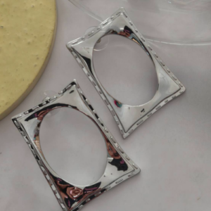 Silver Open Frame Stud Earrings