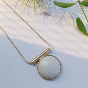 Gold Round White Stone Necklace