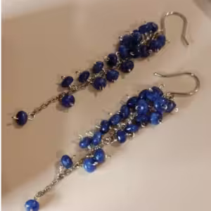 Deep Blue Crystal Tassel Earrings