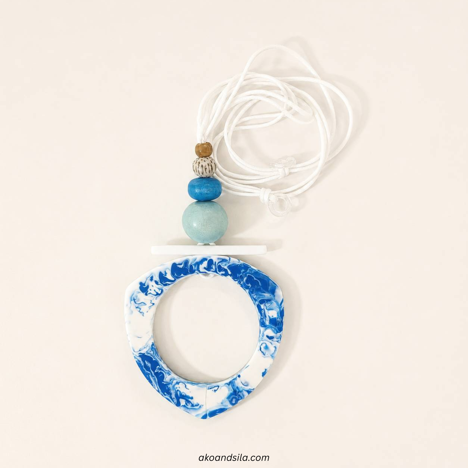 Blue Open Pendant Necklace - Image 4