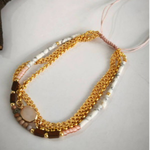 White Double Strand Beaded Bracelet