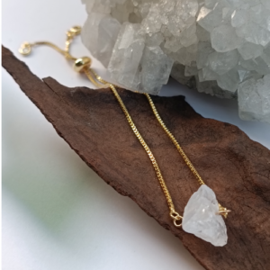 White Raw Stone Slider Bracelet