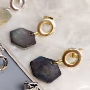 Noir Hexagon Drop Earrings