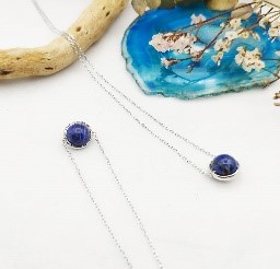 Blue Round Stone Necklace