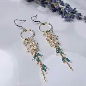 Amazonite Floral Tassel Earrings