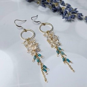 Amazonite Floral Tassel Earrings