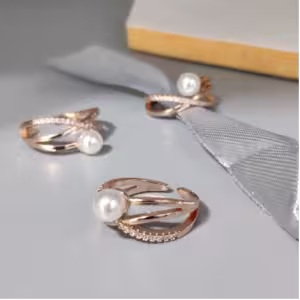 Rose Gold Pearl Bypass Ring
