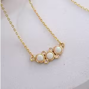 Gold Pearl Cluster Necklace