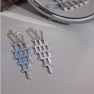 Silver Lattice Drop Earrings