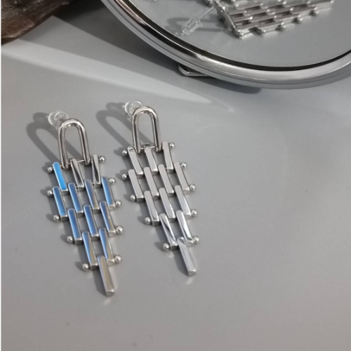 Silver Lattice Drop Earrings