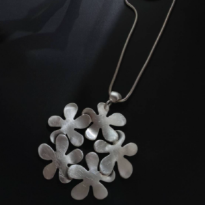 Silver Flower Cluster Pendant Necklace